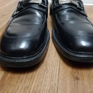 Vintage Gucci men\'s slip-on black leather shoes w/ silver horse bit logo 9 D VINTAGE GUCCI MENS BLACK LEATHER slip-on W/ SILVER HORSEBIT  main image 2